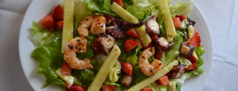 Ensalada de pulpo y langostinos